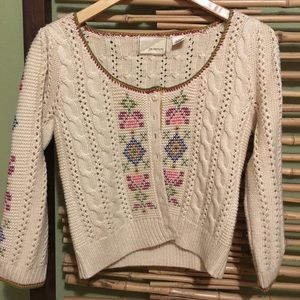 Anthropologie Guinevere Cross Stitch Cardigan